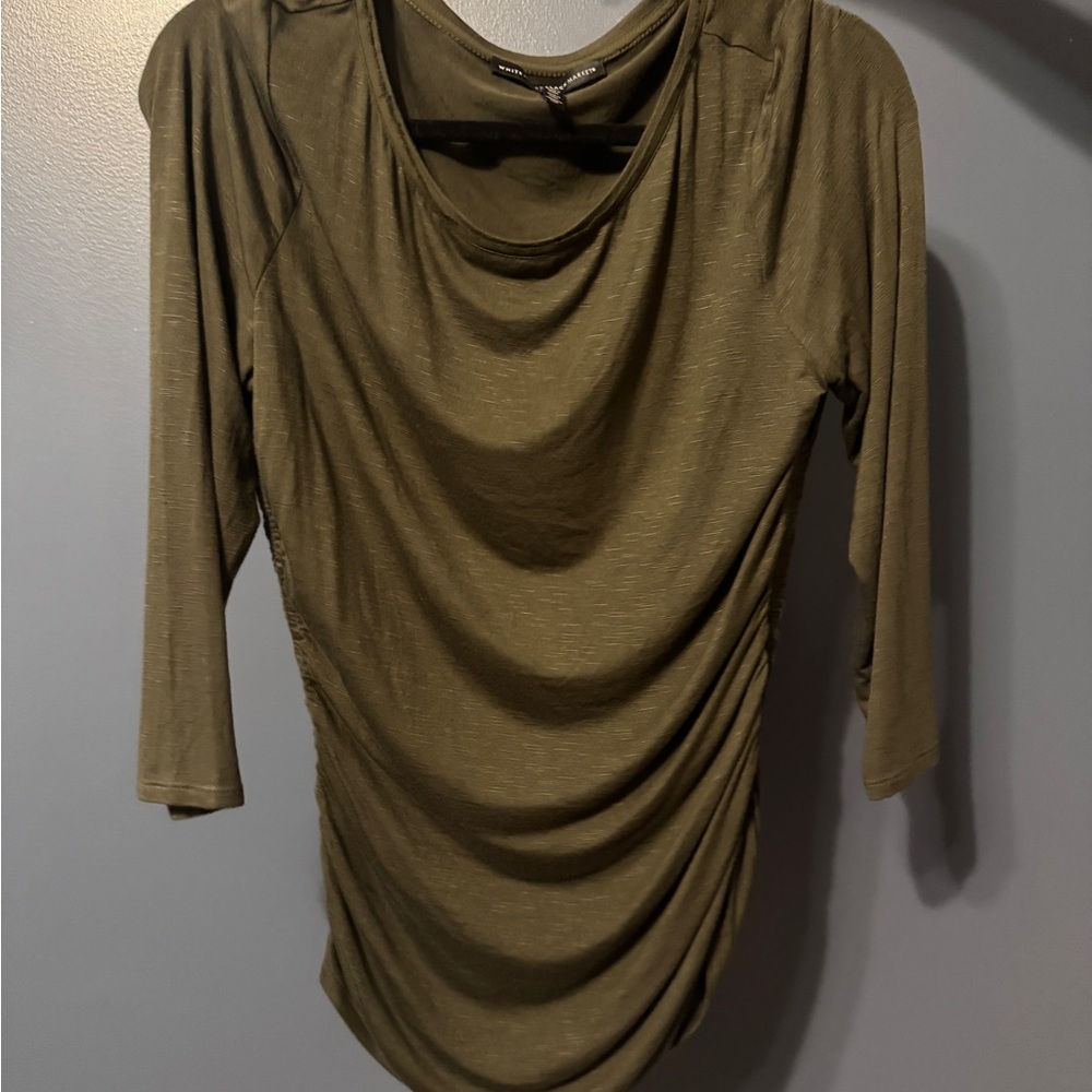 White House Black Market Olive Long Sleeve Top Size M